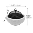 Contemporary Wood round Burning Fire Pit in Grey