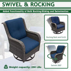 Patio Furniture Set 6-Piece Outdoor Patio Conversation Set with Blue Cushions Lawn Furniture
