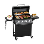 4-Burner Propane Gas Bbq Grill with Wheels, 40,000 Btu Output Gas Barbecue Grill for Backyard,Camping & Outdoor Cooking,Easy Assembly