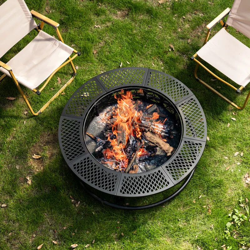 Wood Burning Fire Pit with Grill and Lid