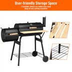 Outdoor BBQ Grill Charcoal Barbecue Pit Patio Backyard Meat Cooker Smoker in Black