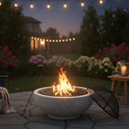 Contemporary Wood round Burning Fire Pit in Grey