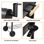 Outdoor BBQ Grill Charcoal Barbecue Pit Patio Backyard Meat Cooker Smoker in Black