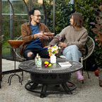 Wood Burning Fire Pit with Grill and Lid
