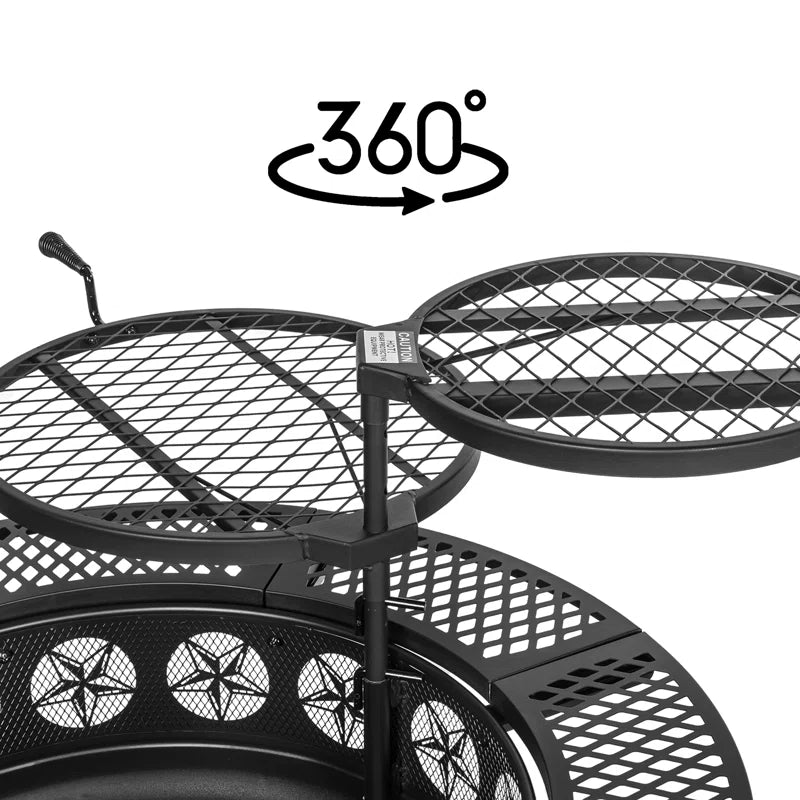 Wood Burning Fire Pit with Grill and Lid