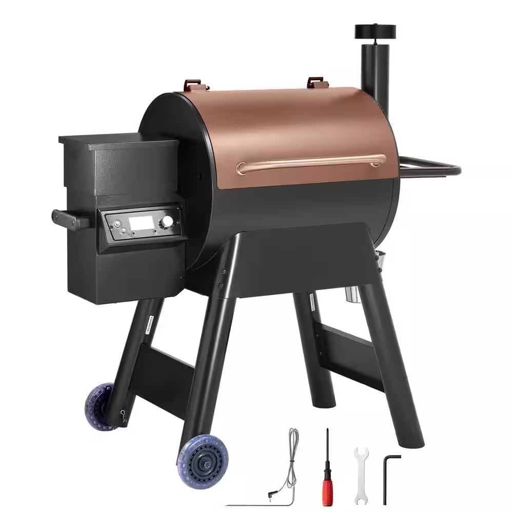 575 Sq. In. Pellet Grill Smoker, 8-In-1 Electric BBQ W/ LCD Screen, Temp Probe, 500°F Max for Outdoor Use Black